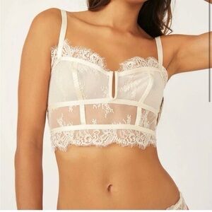 NWT. Intimately Free People Layer In Lace Bustier Ivory Sheer Lace Bralette